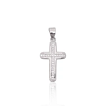 Серебряный кулон, 1.2 g, Серебро 925 проба, родий (покрытие), Цирконы