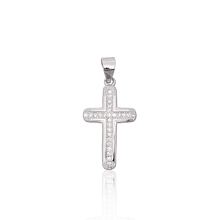 Krustiņi un ikonas, Krustiņš - Sudraba kulons, 1.2 g, Sudrabs 925 prove, rodijs (pārklājums), Cirkoni