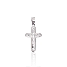 Серебряный кулон, 1.3 g, Серебро 925 проба, родий (покрытие), Цирконы