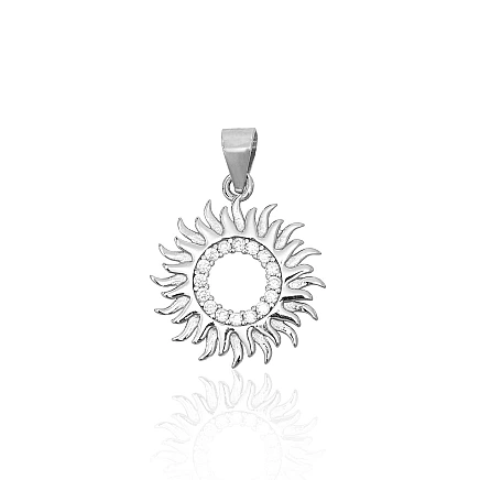 Женские,  - Серебряный кулон, 1.3 g, Серебро 925 проба, родий (покрытие), Цирконы