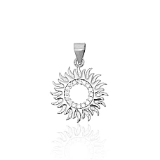 Серебряный кулон, 1.4 g, Серебро 925 проба, родий (покрытие), Цирконы