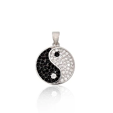 Серебряный кулон, 2.6 g, Серебро 925 проба, родий (покрытие), Цирконы