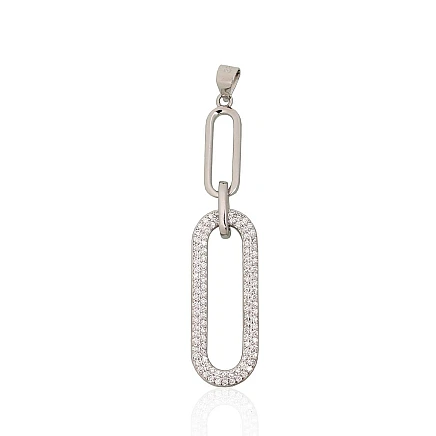 Женские,  - Серебряный кулон, 2.8 g, Серебро 925 проба, родий (покрытие), Цирконы