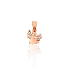 Серебряный кулон, 0.8 g, Серебро 925 проба, красное золото (покрытие), Цирконы