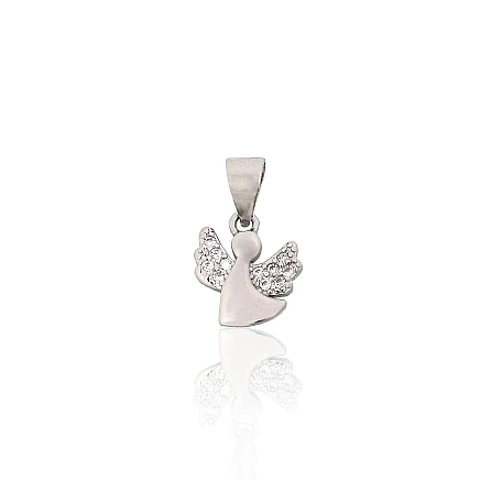Women, Angel - Silver pendant, 0.7 g, Silver 925 fineness, Rhodium (Plating), Zirkons