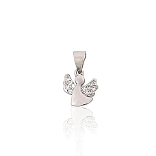 Серебряный кулон, 0.8 g, Серебро 925 проба, родий (покрытие), Цирконы