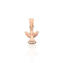 Серебряный кулон, 0.8 g, Серебро 925 проба, красное золото (покрытие), Цирконы