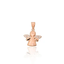 Серебряный кулон, 1.4 g, Серебро 925 проба, красное золото (покрытие), Цирконы