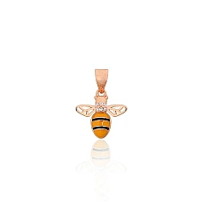 Серебряный кулон, 0.8 g, Серебро 925 проба, красное золото (покрытие), Цирконы , Ювелирная эмаль