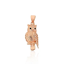 Серебряный кулон, 1.7 g, Серебро 925 проба, красное золото (покрытие), Цирконы