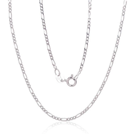 Ķēdītes,  - Sudraba ķēdīte Figaro 1,8 mm , dimantu apstrādājums, 40, 2.6 g, Sudrabs 925 prove, rodijs (pārklājums)