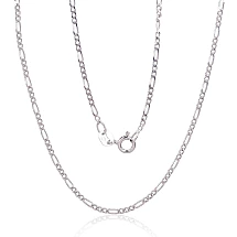 Sudraba ķēdīte Figaro 1, 8 mm, dimantu apstrādājums, Sudrabs 925 prove, rodijs (pārklājums)