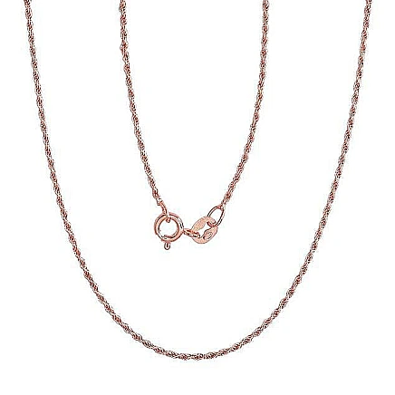 Gold plated,  - Silver chain Rope 1,1 mm, 40, 2.1 g, Silver 925 fineness, red gold (Plating)
