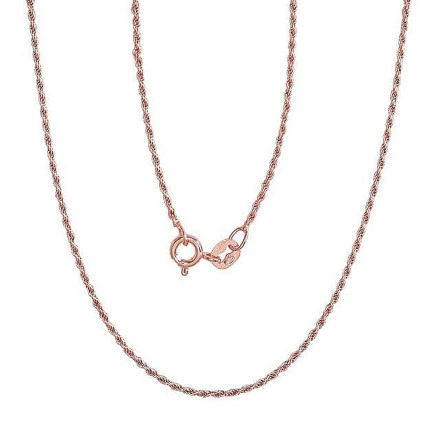 Gold plated,  - Silver chain Rope 1,1 mm, 40, 2.2 g, Silver 925 fineness, red gold (Plating)