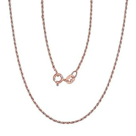 Ar zelta pārklājumu,  - Sudraba ķēdīte Tauvas (Rope) 1,1 mm, 45, 2.4 g, Sudrabs 925 prove, sarkanais zelts (pārklājums)