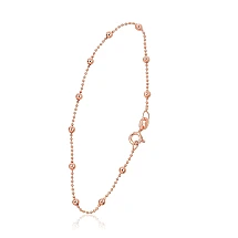 Серебряная цепочка Бусинки 1-3 мм, 17, 1.7 g, Серебро 925 проба, красное золото (покрытие)