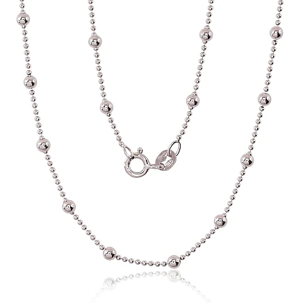 Цепочки,  - Серебряная цепочка Бусинки 1-3 мм, 40, 3.7 g, Серебро 925 проба, родий (покрытие)