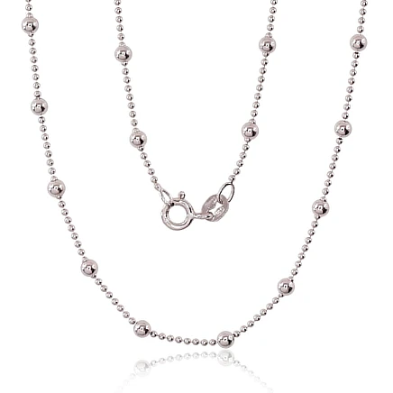 Цепочки,  - Серебряная цепочка Бусинки 1-3 мм, 45, 4.2 g, Серебро 925 проба, родий (покрытие)