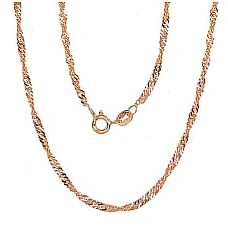 Silver chain Singapore 2,5 mm , diamond cut, 50, 4.2 g, Silver 925 fineness, red gold (Plating)