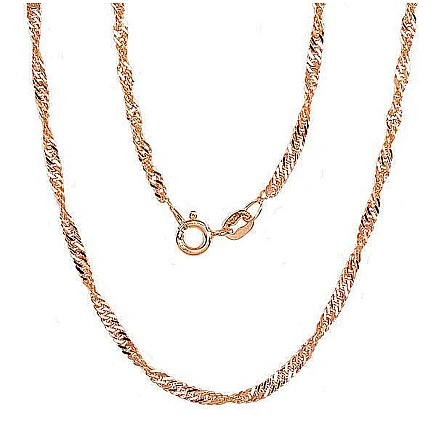 Gold plated,  - Silver chain Singapore 2,5 mm , diamond cut, 50, 4.3 g, Silver 925 fineness, red gold (Plating)