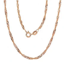 Silver chain Singapore 2,5 mm , diamond cut, 55, 4.4 g, Silver 925 fineness, red gold (Plating)