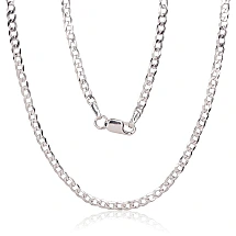 Серебряная цепочка Картье 2.5 мм , алмазная обработка граней, 55, 8 g, Серебро 925 проба, родий (покрытие)
