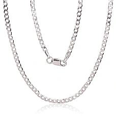Серебряная цепочка Картье 2.5 мм , алмазная обработка граней, 55, 8 g, Серебро 925 проба, родий (покрытие)