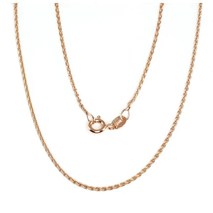 Gold plated,  - Silver chain Spiga 1,1 mm, 45, 2.9 g, Silver 925 fineness, red gold (Plating)