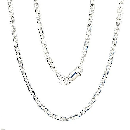 For man,  - Silver chain Anchor 3 mm , diamond cut, 55, 11.7 g, Silver 925 fineness