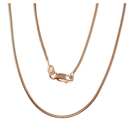 Gold plated,  - Silver chain Snake 1,5 mm, 40, 3.6 g, Silver 925 fineness, red gold (Plating)