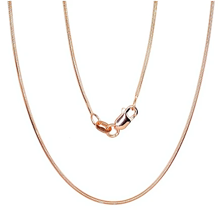 Gold plated,  - Silver chain Snake 1 mm, 40, 3.5 g, Silver 925 fineness, red gold (Plating)
