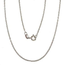 Silver chain Anchor round 1,1 mm, 50, 2.4 g, Silver 925 fineness, Rhodium (Plating)