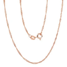 Silver chain Singapore 1,5 mm , diamond cut, 45, 1.6 g, Silver 925 fineness, red gold (Plating)