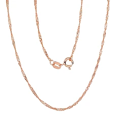 Silver chain Singapore 1,5 mm , diamond cut, 45, 1.6 g, Silver 925 fineness, red gold (Plating)