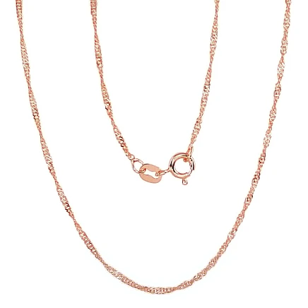 Gold plated,  - Silver chain Singapore 1,5 mm , diamond cut, 50, 1.8 g, Silver 925 fineness, red gold (Plating)