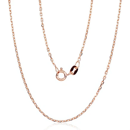 Gold plated,  - Silver chain Anchor 1.2 mm , diamond cut, 55, 3.4 g, Silver 925 fineness, red gold (Plating)