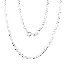 Sudraba ķēdīte Figaro 2, 2 mm, dimantu apstrādājums, Sudrabs 925 prove