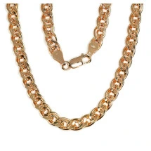 Серебряная цепочка Мона-лиза 6 мм , алмазная обработка граней, 55, 26.1 g, Серебро 925 проба, красное золото (покрытие)