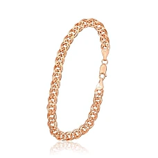 Серебряная цепочка Мона-лиза 6 мм , алмазная обработка граней, 18, 8.7 g, Серебро 925 проба, красное золото (покрытие)