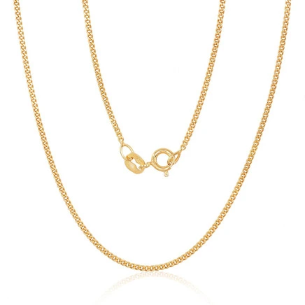 Gold plated,  - Silver chain Curb 1.5 mm , diamond cut, 50, 2.6 g, Silver 925 fineness, yellow gold (Plating)