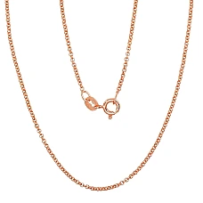 Серебряная цепочка Rollo 1 мм, 45, 2.4 g, Серебро 925 проба, красное золото (покрытие)