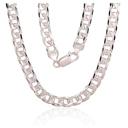 For man,  - Silver chain Curb 6 mm , diamond cut, 55, 40.8 g, Silver 925 fineness