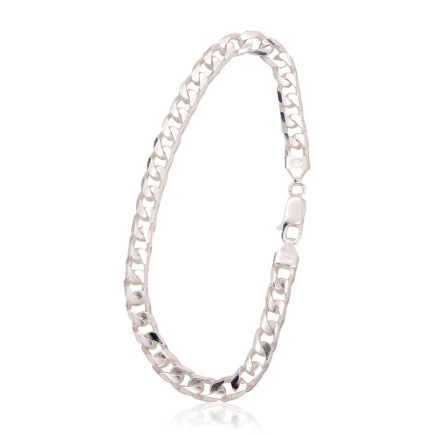 For man,  - Silver chain Curb 6 mm , diamond cut, 22, 16.2 g, Silver 925 fineness