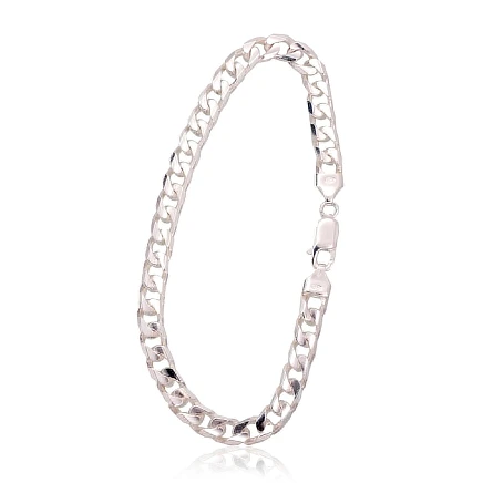 For man,  - Silver chain Curb 6 mm , diamond cut, 22, 16.3 g, Silver 925 fineness