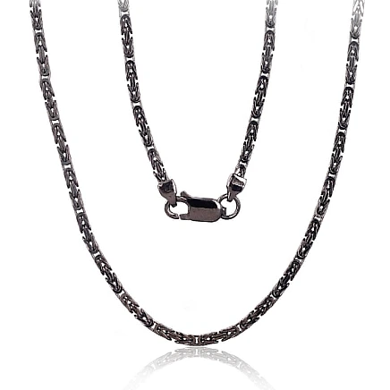 Viriešiem,  - Sudraba ķēdīte Bizantija 2.1 mm, 50, 12 g, Sudrabs 925 prove, rodijs (pārklājums)