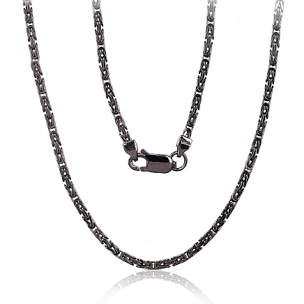 Viriešiem,  - Sudraba ķēdīte Bizantija 2.1 mm, 55, 13.3 g, Sudrabs 925 prove, rodijs (pārklājums)