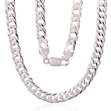 Viriešiem,  - Sudraba ķēdīte Dubultais rombs 6 mm , dimantu apstrādājums, 50, 29.7 g, Sudrabs 925 prove