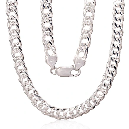 Viriešiem,  - Sudraba ķēdīte Dubultais rombs 6 mm , dimantu apstrādājums, 55, 32.3 g, Sudrabs 925 prove