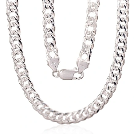 For man,  - Silver chain Double rombo 6 mm , diamond cut, 55, 33.1 g, Silver 925 fineness
