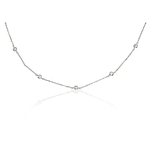 Серебряное колье, 42, 2.5 g, Серебро 925 проба, родий (покрытие), Цирконы